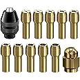 YXCCSE 12 Pcs Drill Chuck Collet Set Brass Drill Chuck Tool Kit, Keyless Chuck 1/32" to 1/8" Replacement 4485 4486 Quick Change Rotary Drill Nut Tool Set