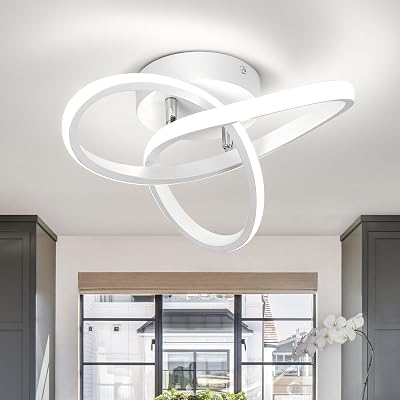 EIDISUNY Ceiling Light LED Lamp Two Rings White 6000K 22W Nordic