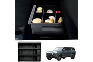 Abystar Rear Under Seat Storage Box Fit For Rivian R1S 2025, Second Row Under Seat Organizer with Partitions Storage Box for Rivian R1S Accessories