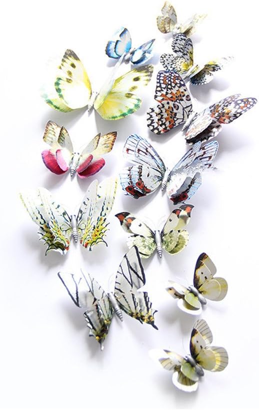 DAGOU Mixed of 12PCS 3D Pink Butterfly Wall Stickers Decor Art Decorations: Home & Kitchen