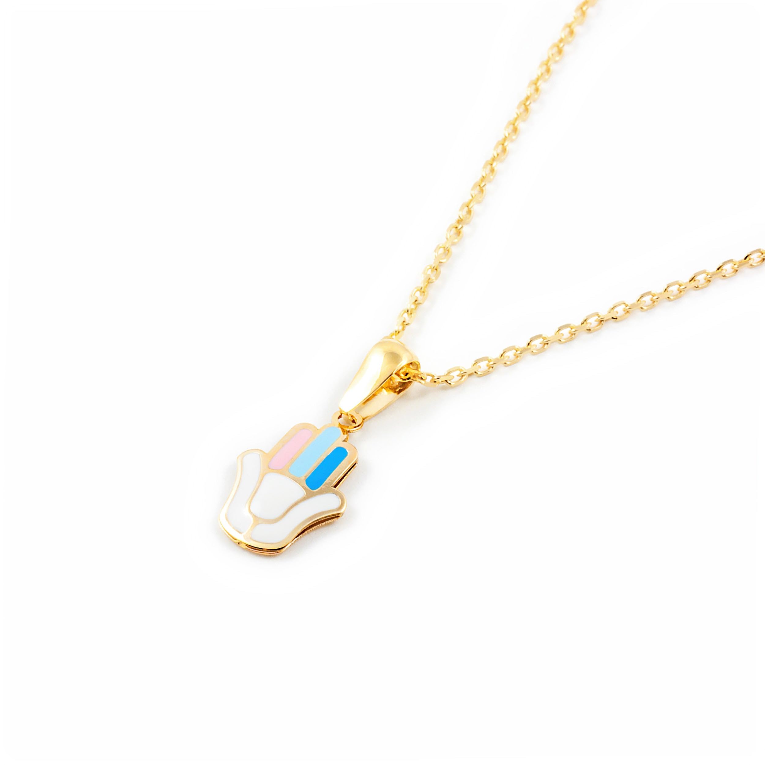 Monde Petit Women & Children's Enamel Fatima´s Hand Pendant - Yellow Gold
