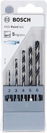 Bosch 5pc PointTeQ Hex Drill Bit Set for Metal 2-6 mm 1/4 inch Shank