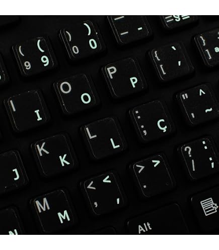 Portuguese (Brazilian) Keyboard Stickers – Blue Letters On Clear Matte Background
