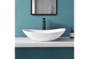 Davivy 24'' X 13.8'' Large Oval Vessel Sink with Pop Up Drain,Bathroom Vessel Sinks,Bathroom Sinks Above Counter,White Vessel Sink,Ceramic Vessel Sink,Oval Sink Bowls for Bathroom (Large)