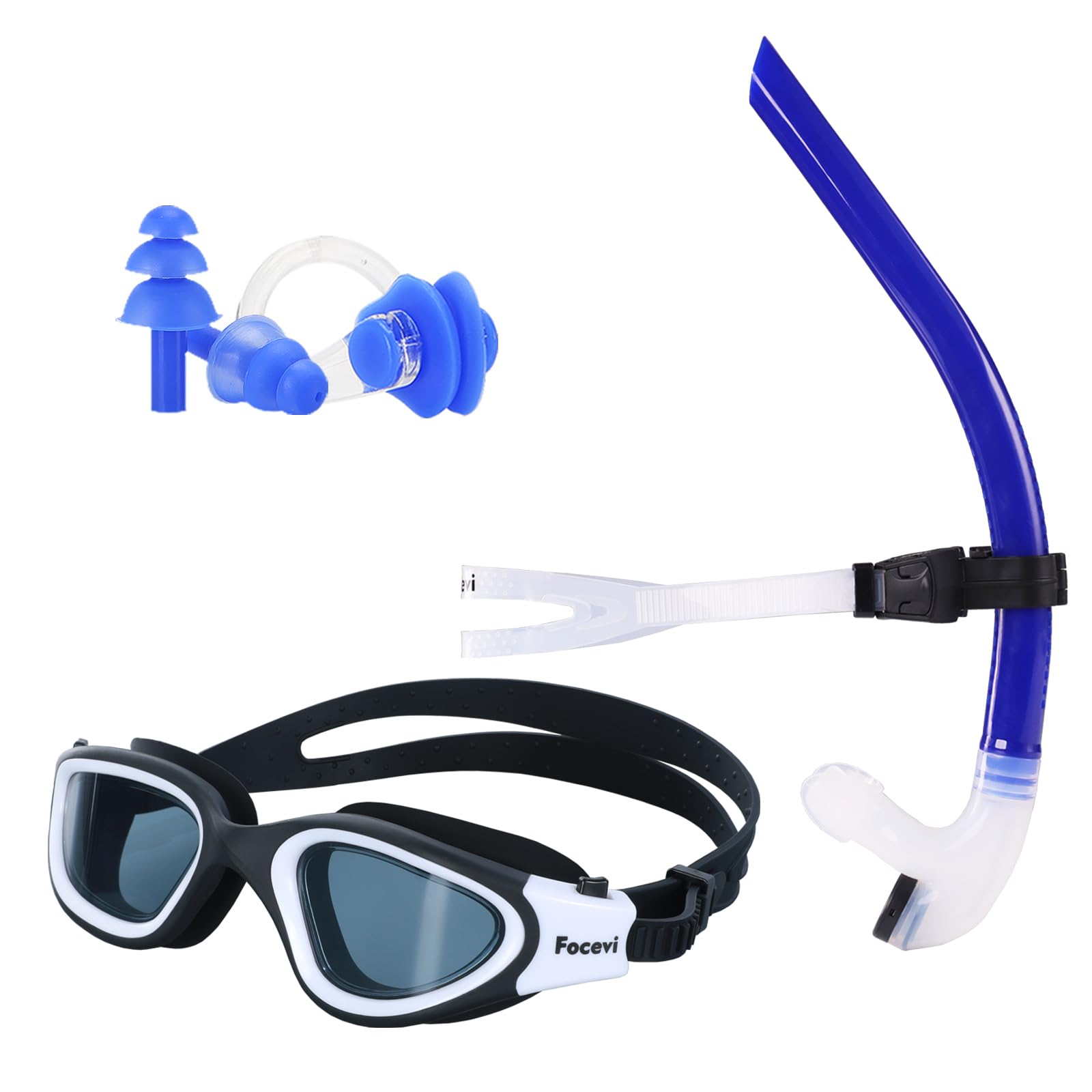 Swim Snorkel for Lap Swimming,Adult Swimmers Snorkeling Gear for Swimming Snorkel Training in Pool and Open Water,Center Comfortable Silicone Mouthpiece One-Way Purge Valve
