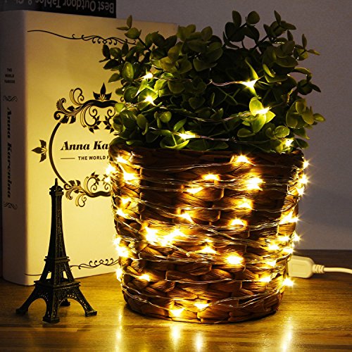 Albrillo Starry String Lights Warm White 100 LEDs 33ft with Power Supply, UL Listed
