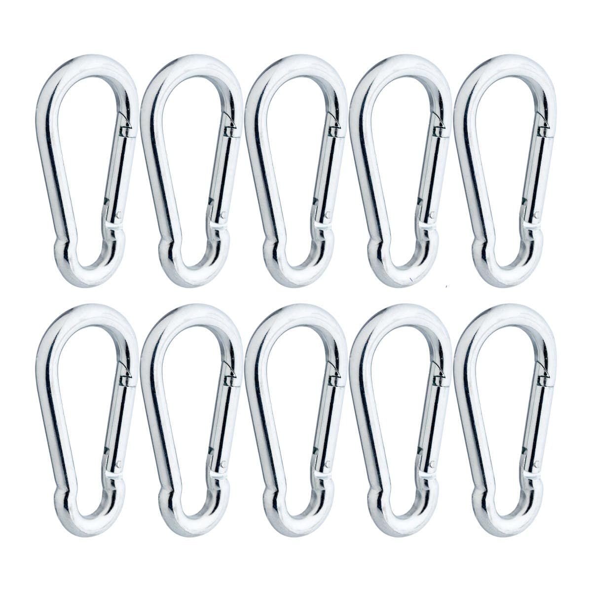 Hardware Solutions - 10 x M10 Snap Hooks/Caribiner clips For Hanging Key Fobs, Pet Leads and Securing Chains & Ropes - M10 - Zinc Plated - Pack of 10