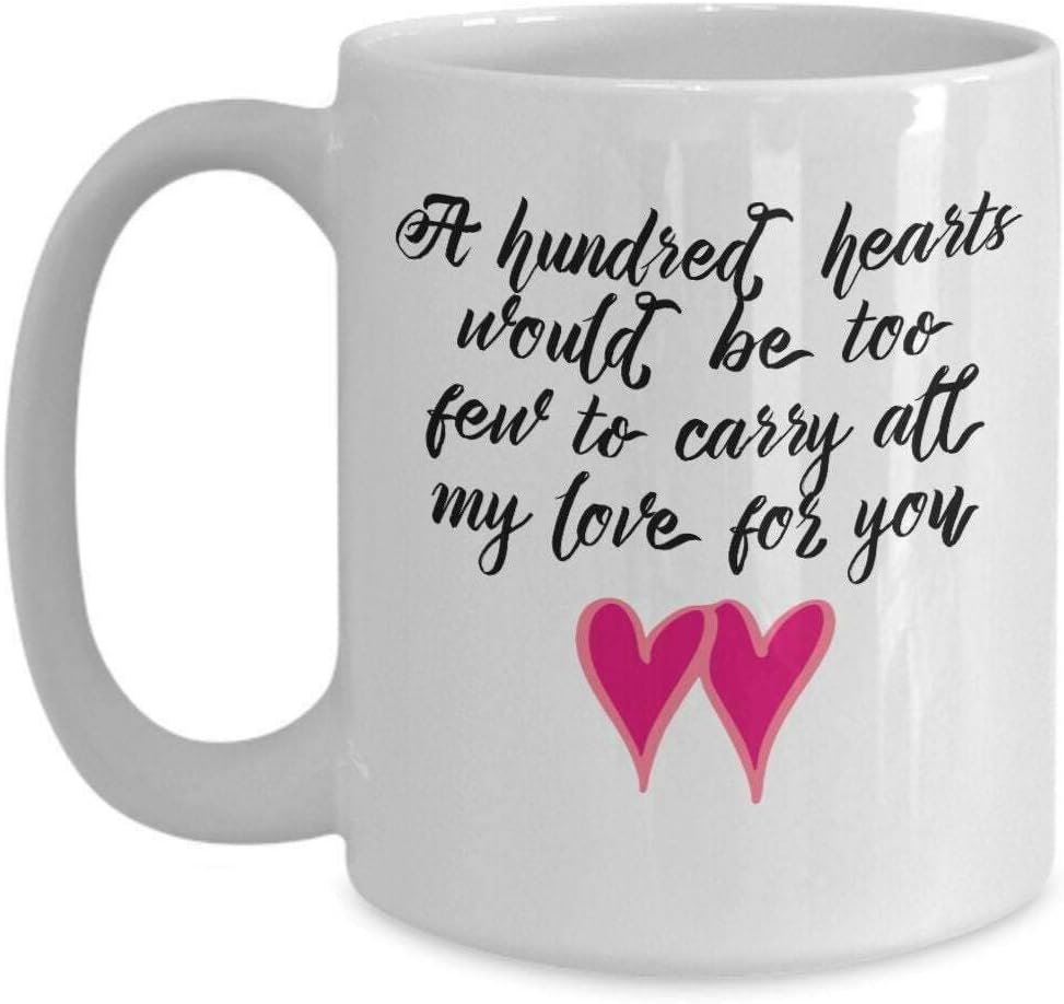 Amazon Com A Hundred Hearts Mug Valentine S Day Gifts Gift For Her Gift For Him Romantic 11oz Happy Halloween Christmas Day Kitchen Dining