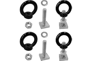 DLBEEM 4 Pack M8 T-Slot Bolt with Eye Nut, Stainless Steel Roof Rack T Track Bolts, Heavy Duty Lifting Eye Bolts T Slot Bolt Tie Down Rings Anchoring Kit for Holding Bungee Cord, Ropes, Hooks