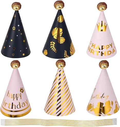 Amazon Co Jp Amosfun 6ピース誕生日パーティー帽子お祝い小道具楽しいパーティー帽子記念日誕生日パーティー装飾男の子大人 ホーム キッチン
