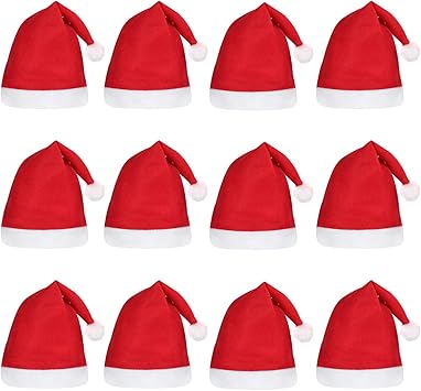 Immagini Del Cappello Di Babbo Natale.Bestoyard 12 Pezzi Cappello Da Babbo Natale Rosso Cappello Con Peluche Cappello Di Usura Del Partito Del Cappello Di Natale Cappello Da Babbo Natale Per Bambini Costume Di Natale Per Adulti Amazon It