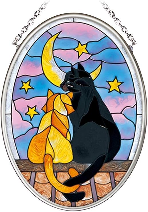 Amazon アミア スタジオ サンキャッチャー ステンドグラス風 猫 ねこ Alley Cats Small Oval 7085so 置物 オブジェ オンライン通販