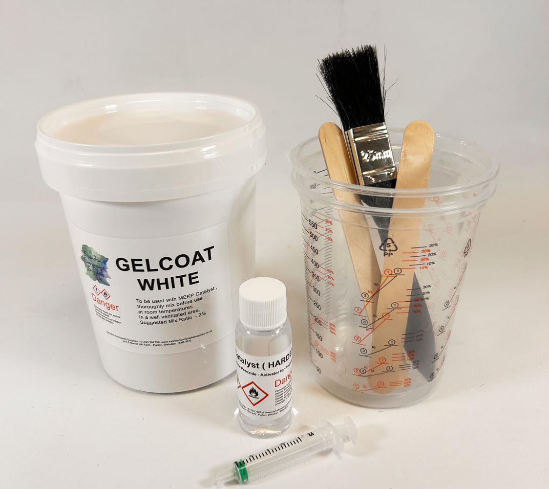 Marine White Gelcoat 1kg - Lloyds Approved - Polyester - MEKP Hardener inc
