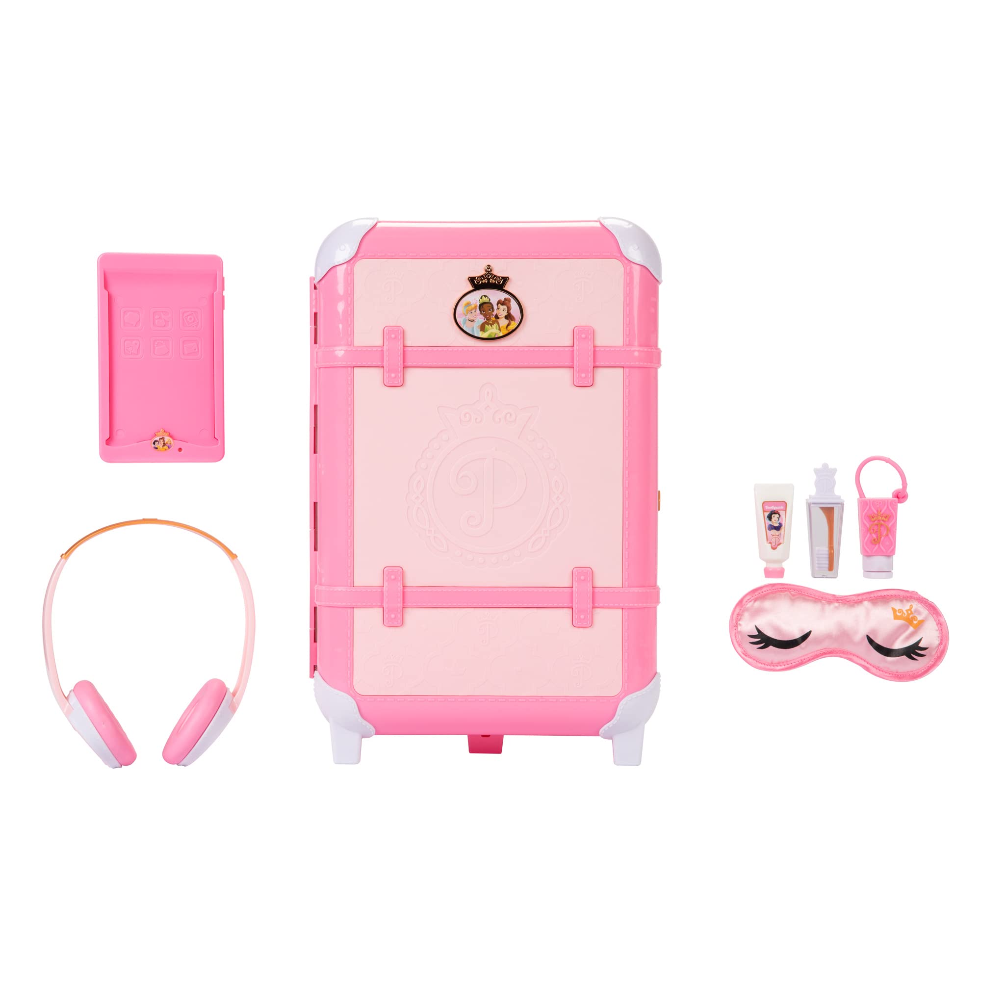 Disney Princess Travel Suitcase Play Set for Girls with Luggage Tag Style Collection, 14 Pretend Play Accessories Pieces Including Travel Passport! for Ages 3+