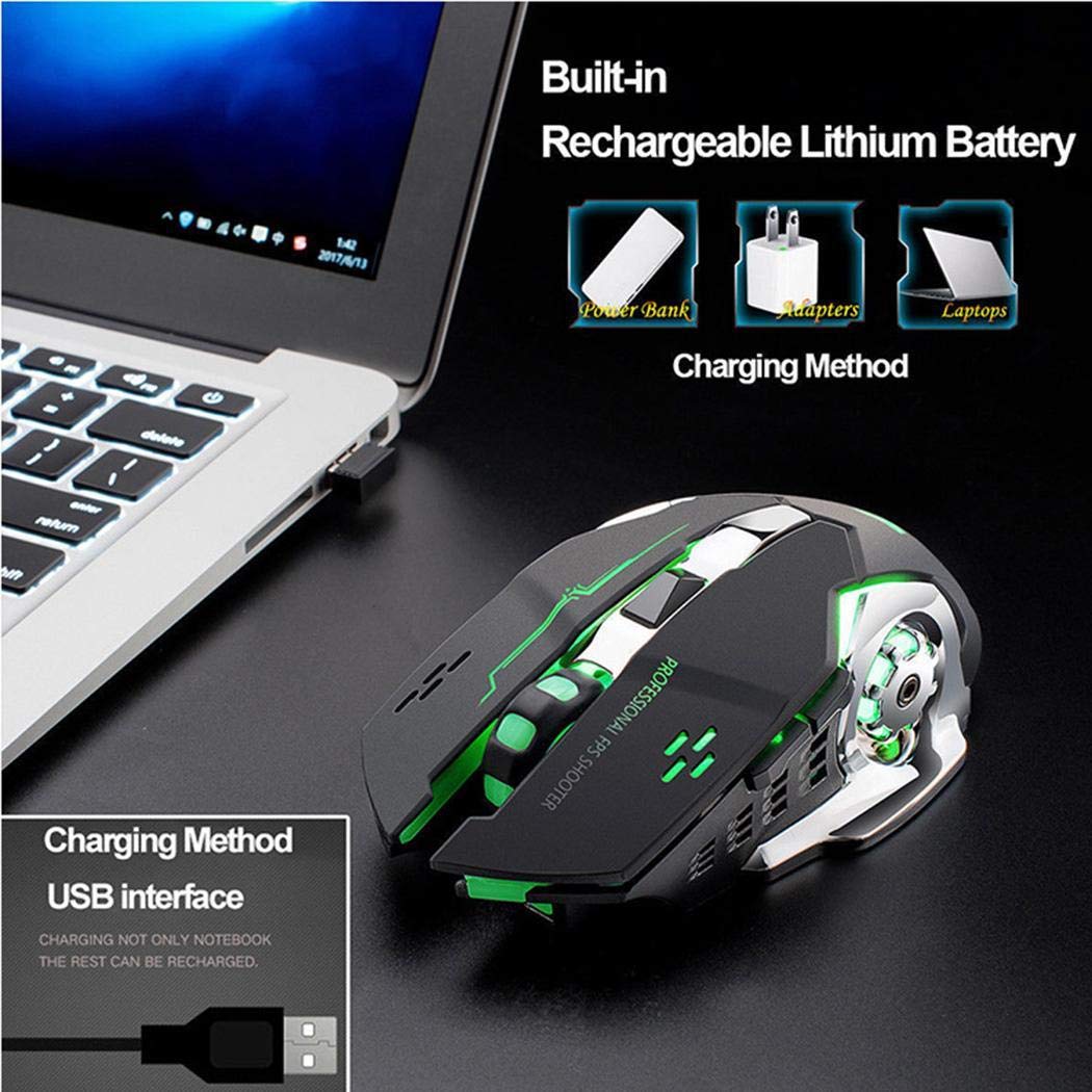 GUIGSI Mouse da Gioco, ad Alta Precisione 2400 DPI Mouse Gaming, 6 Pulsanti, Cartucce di Peso Regolabile per PC Laptop Computer Notebook