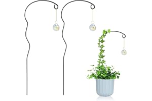 OYOEETD Plant Trellis for Potted Plants with Colorful Crystal Sun Catcher, 17.5 Inch Metal Plant Stakes for Indoor Plant Accessories Indoor for Home Garden,Plant Lover Gift (Black)