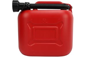 Gas Can 5L 1.3 Gallon ABS Leakage Red Portable Gasoline Container with 27cm Outlet Pipe
