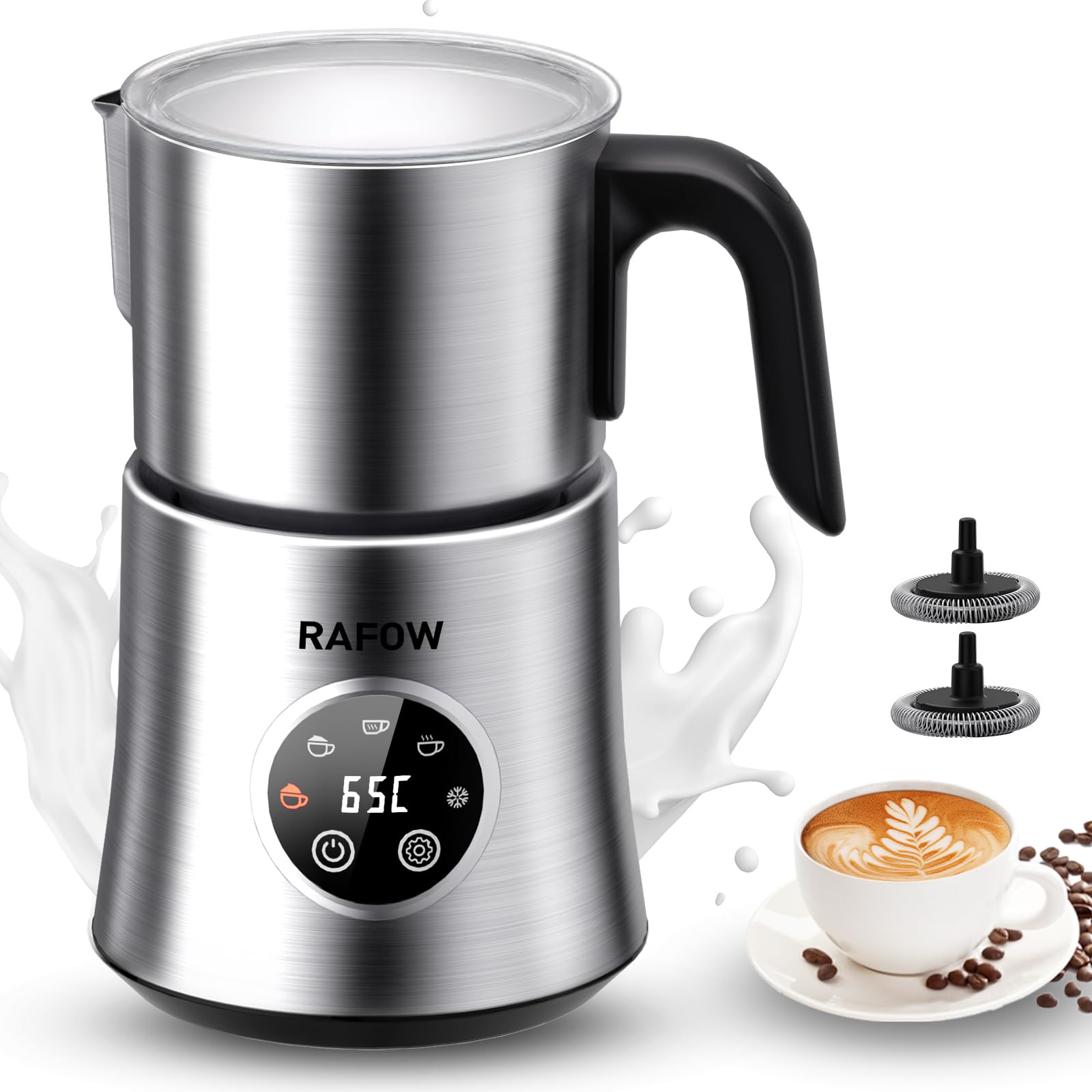 Photo 1 of 5 in 1 Electric Milk Frother: 16.9oz/500ml Large Capacity Dishwasher Safe Milk Steamer for Hot & Cold Milk Froth - Automatic Milk Frother & Warmer for Latte, Cappuccinos, Macchiato, Hot Chocolate