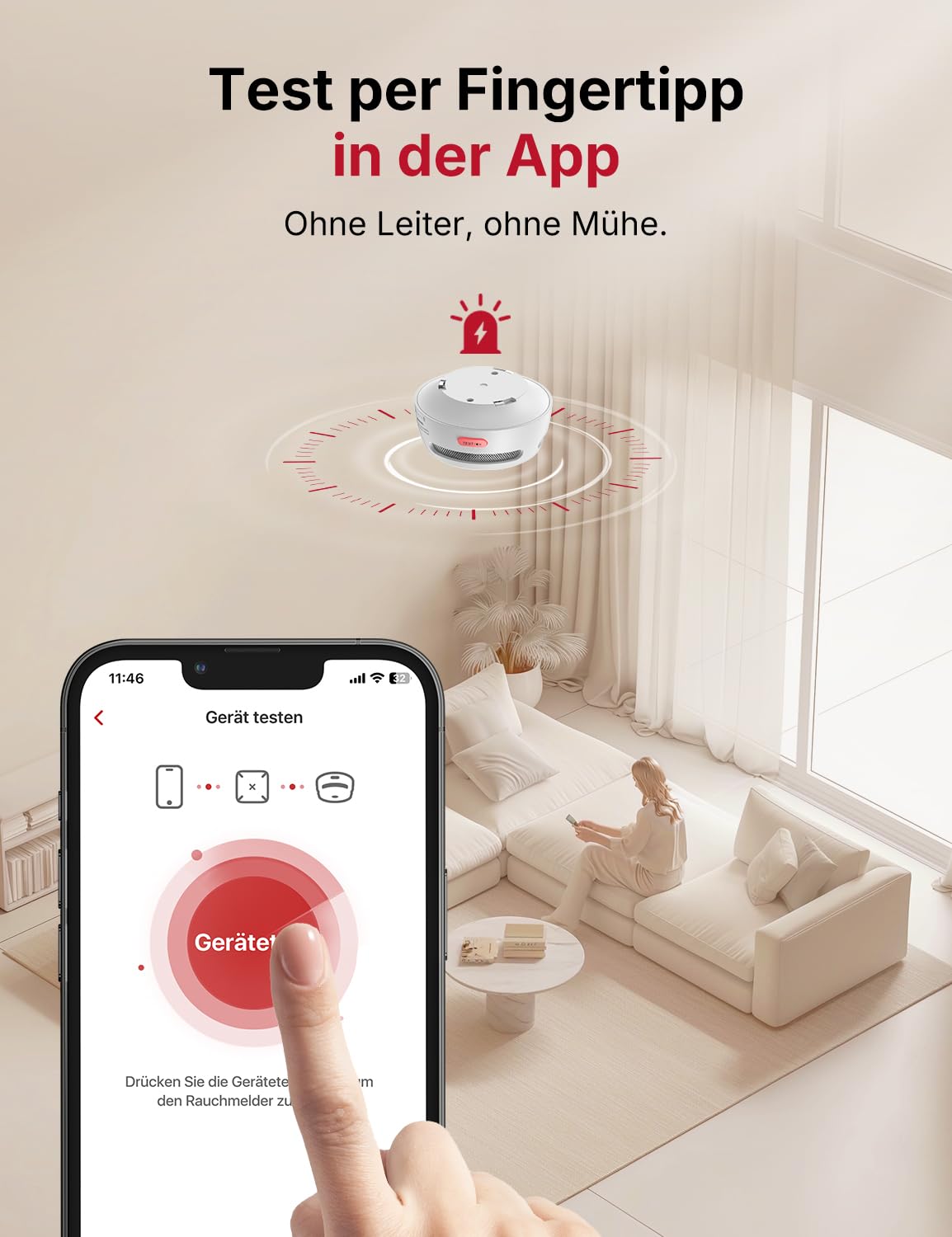 X-Sense Smart Smoke Detector XS01-M with SBS50 Base Station, Certified according to EN 14604, Wireless Smoke Detector with WiFi, Networkable Fire Detector, Compatible with X-Sense Home Security App