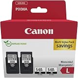 Canon PG-540L (2 x Black) High Yield Genuine Ink Cartridges Twin Pack