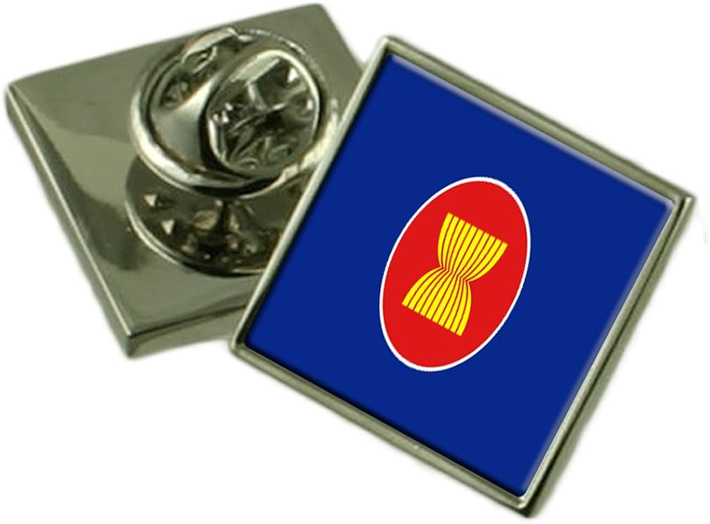 Asean Flag Lapel Pin Badge 18mm Square Select Gifts Pouch
