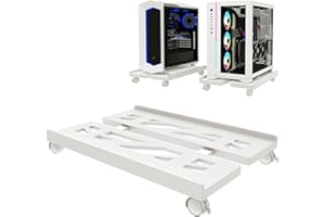 Mobile CPU Stand, CPU Rolling Stand Adjustable Computer Mobile Cart Holder with Locking Caster Wheels PC Stand - White