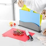 DDGAO Chopping Board Set Extra Thick Colour Coded with Holder 4 boards view 4
