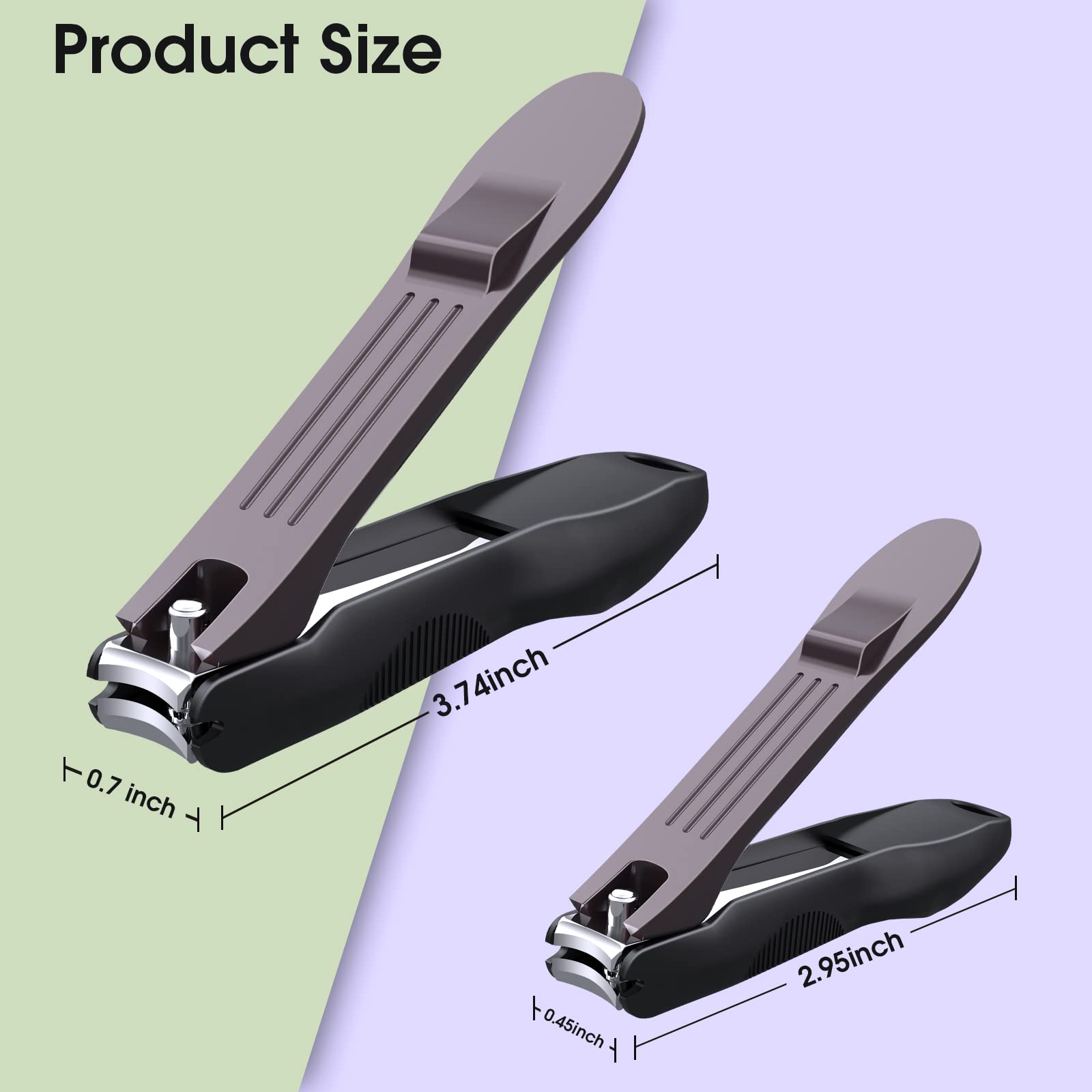 GLAMFIELDS Nail Clipper with Catcher, No Splash Fingernail Toenail Clipper Stainless Steel Nail Cutter Nail Trimmer, Good Gift for Men and Women (MF-Large/Small) - Image 2