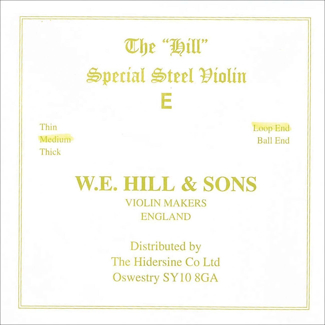 4/4 Violin E String - Medium Gauge - Steel - Loop-End