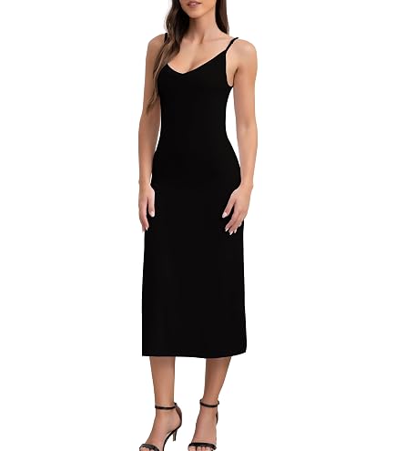 Banamic Women Long Full Slips for Under Dress Halter V Neck Slip Nightgown