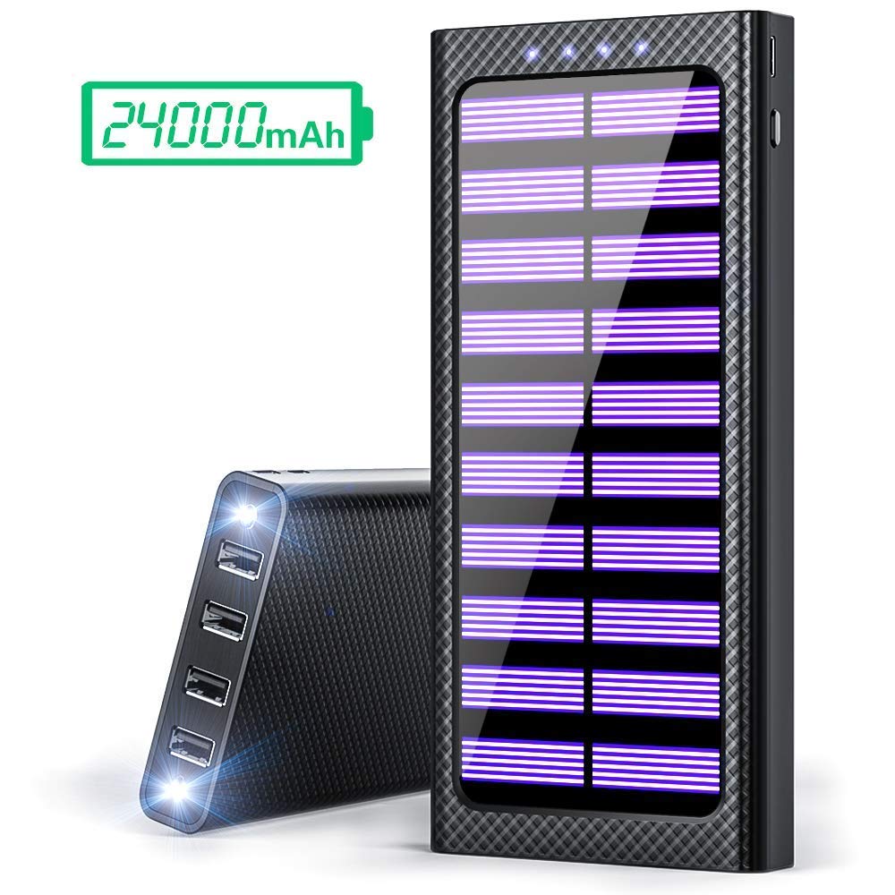 Gnceei Batería Externa 24000mAh 5.8A 4 Salidas Cargador Móvil Portátil Power Bank con 3 Entrada y 2 LED Ligero para...