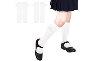 Girls Socks, 2 Pairs Girls Knee High Socks with Bows Cotton School Uniform Socks for Girls 4-12 Years