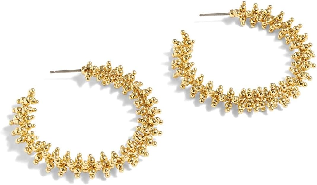 J.crew Beaded Hoop Earrings Gold Tone Jewelry