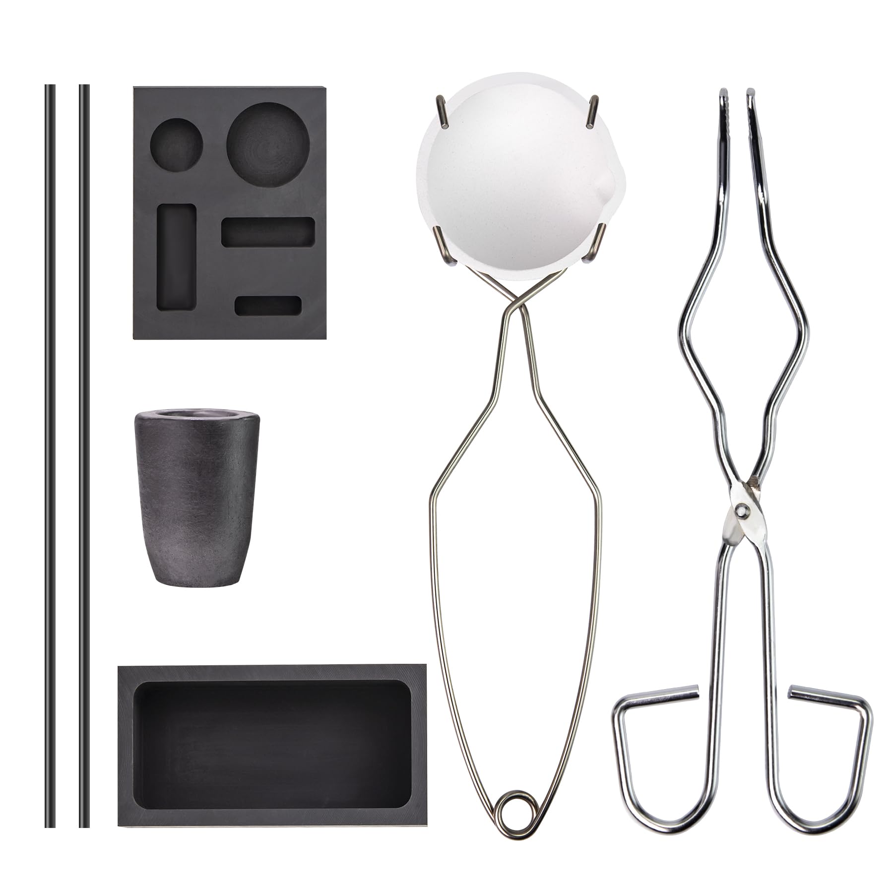 Photo 1 of Graphite Torch Melting Casting Kit,8-in-1 Crucibles for Melting Metal Kit All in One Set Ingot Mould,Premium Graphite Crucible for Gold Silver Metal Melting
