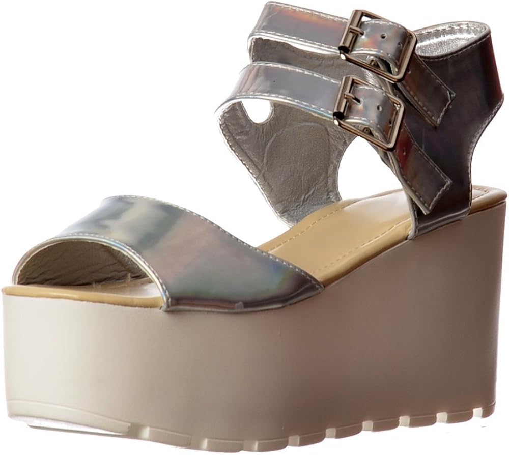 holographic wedge sandals