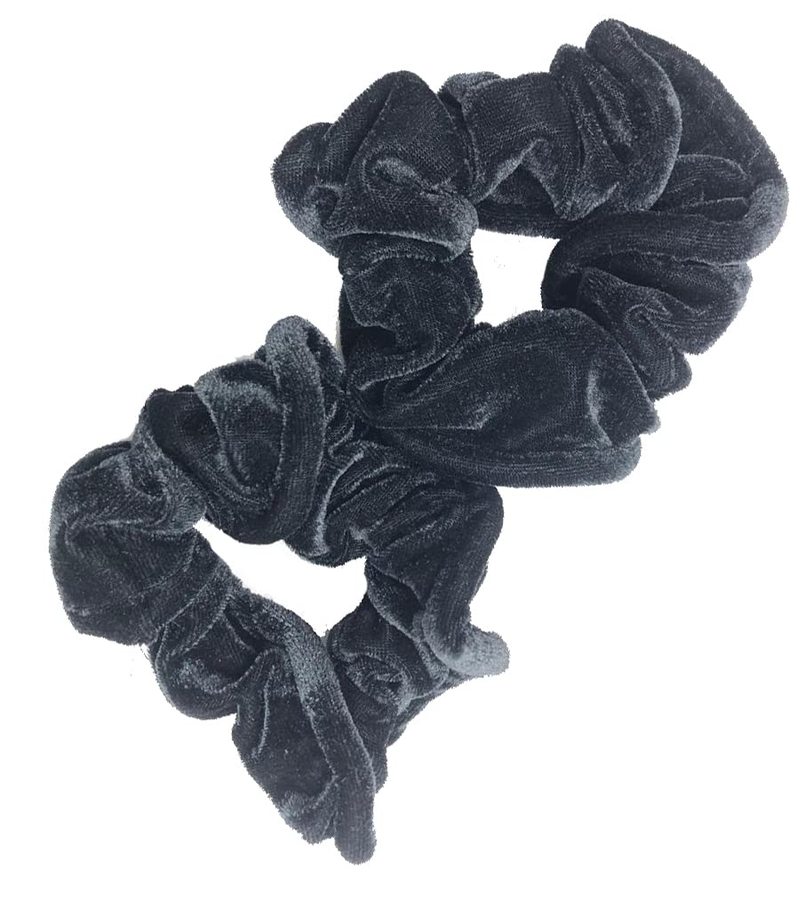 Pair of Black Velvet Feel Hair Scrunchies Bobbles Elastic Hair Bands