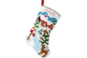 Bucilla Felt Applique 18" Stocking Making Kit, Winter Days, Perfect for DIY Arts and Crafts, 89464E