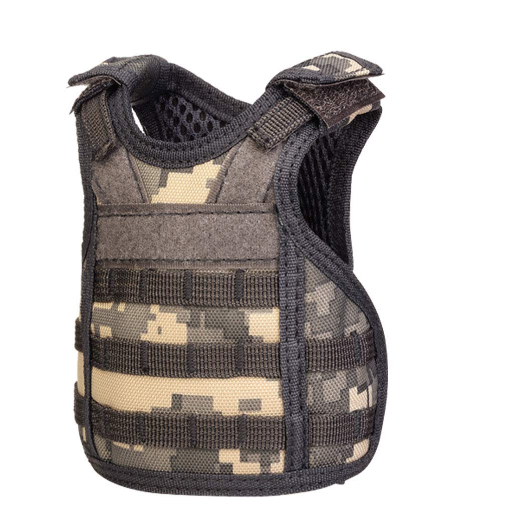 Mini Tactical Beer Vests, Molle Beer Cooler Jacket Adjustable Drink Bottle Vests Holder Beverage Cooler Holder for 12oz or 16oz Cans or Bottles (1 Pack, ACU Camo)