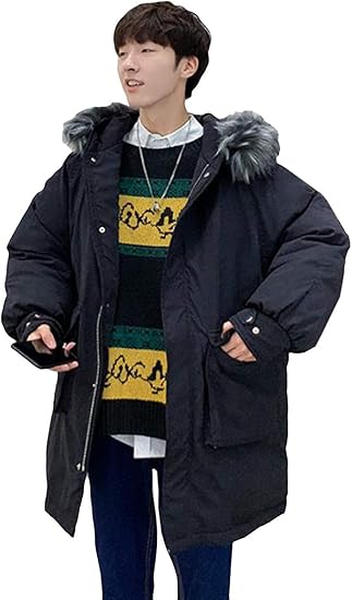 Amazon Mengfanメンズ ダウンジャケット 冬服 ロングコート ファーネック アウター 厚手 ジャンパー メンズ ジャンパー ゆったり オーバーサイズ 中綿コート コート ジャケット 通販