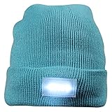 5 LED Lighted Night Fishing Camping Hunting Hiking ON-OFF Knitted Beanie Hat Cap (Sky Blue)