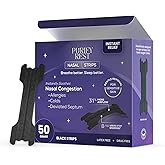 Purify Rest Nasal Strips for Snoring | Drug-Free Snoring Relief | Improved Breathing for Better Sleep | Skin Safe Nasal Strips | Extra Strength | Opens Nasal Passages Fast | 50 Count (Black)