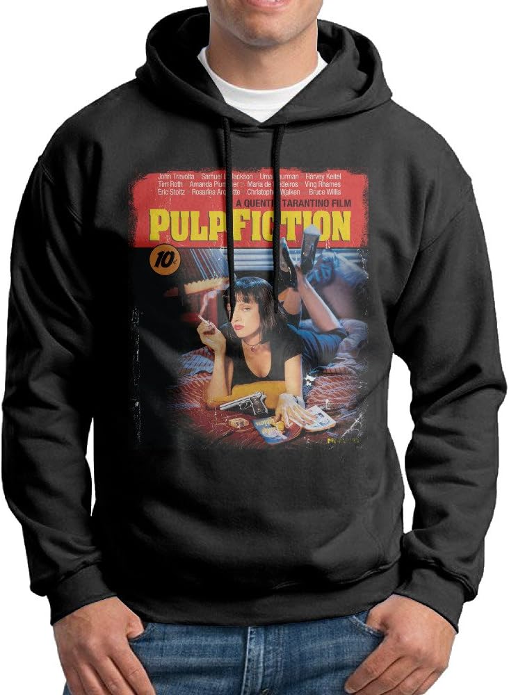 QKBABY Pulp Movie Fiction Men's Pullover Hooded Black