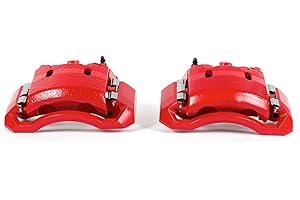 Power Stop S4890 Front Red Powder Coated Calipers Pair For 2006 2007 2008 Dodge Ram 1500 [Mega Cab 8 Lug] | 2003 2004 2005 2006 2007 2008 Dodge Ram 2500 | 2003 2004 2005 2006 2007 2008 Dodge Ram 3500