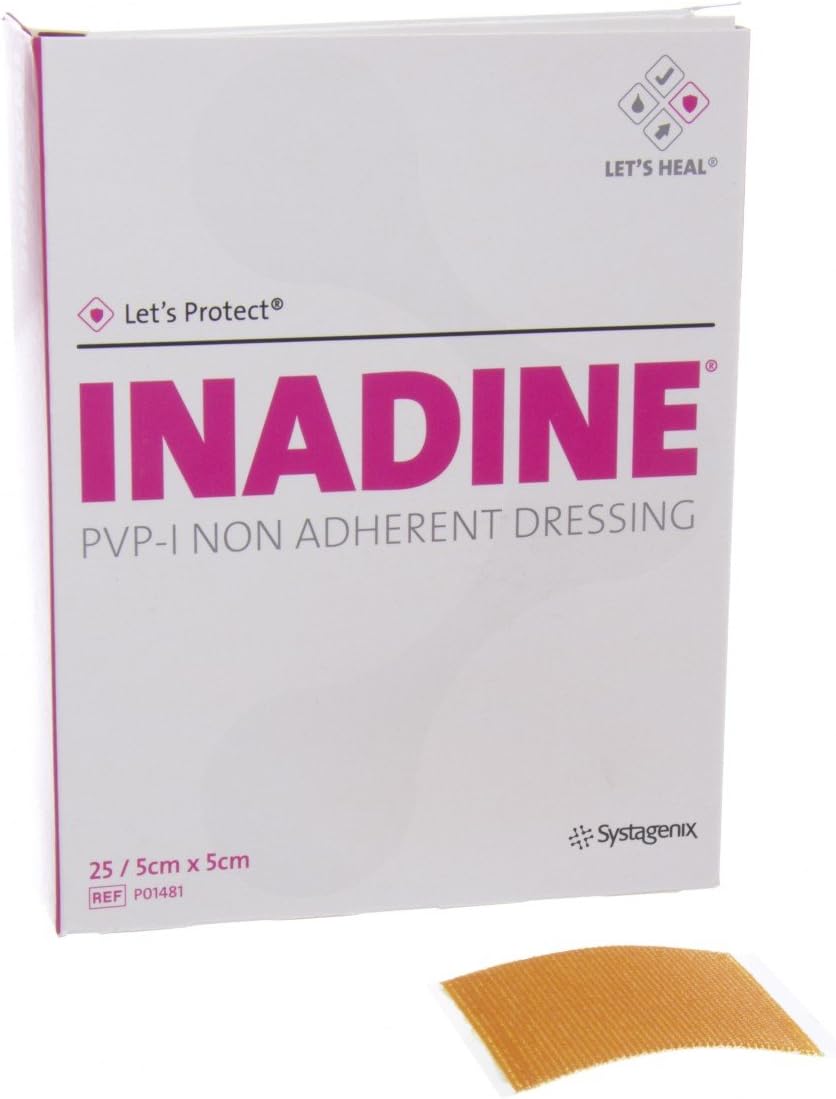 Inadine JKP01481 PVP-I Non-Adherent Dressing 5 cm x 5 cm Pack of 25