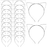 Lawie 20 Pack 5MM Cat Ear Hair Bands Silver Thin Plain Blank Hard Wire Metal Headbands Skinny Men Hairbands Hair Hoops Tiara Crown Frame Base Bands DIY Craft Party Costume Accessories for Women Girls
