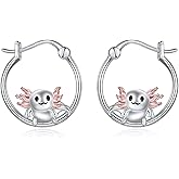 Cow/Cat/Fox/Pig/Axolotl/Elephant/Scorpion/Sloth/Chicken/Owl Hoop Earrings 925 Sterling Silver Hypoallergenic Animal Jewelry Gifts