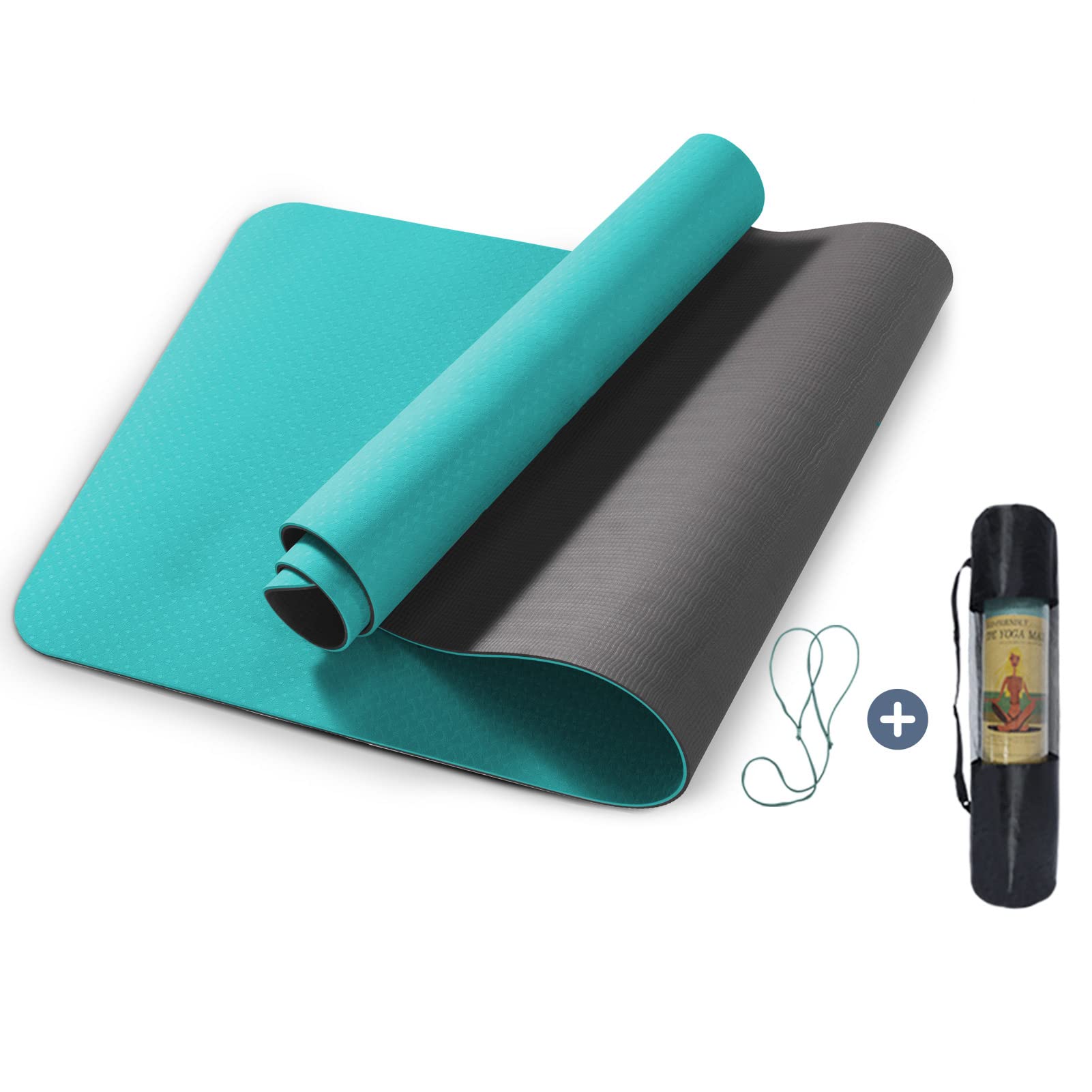 Marjar Yoga Mat Non Slip Exercise Mat TPE Eco Friendly Anti-Tear Yoga Mats for Women 1/4" Fitness Mat for Home Pilates Mats with Carrying Strap