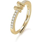 Letter Rings for Women - Adjustable Gold Rings with Non-Tarnish Coating (M)