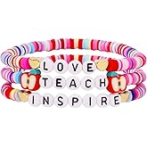 MMIUAEG Handmade Beaded Teacher Bracelet Love Teach Inspire Stretch Letter Wristlets Appreciation Gifts Bracelet for Women Teacher Gifts