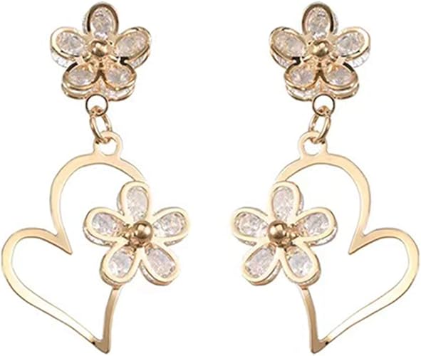 Amazon イヤリング ハートピアス レディース 人気 揺れるイヤリング 和風花ピンクゴールド 可愛いピアス 桜 かわいい 金属アレルギー シルバー ピアス 通販